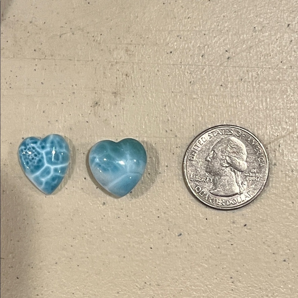 Heart-Shaped Larimar Stones for jewelry making